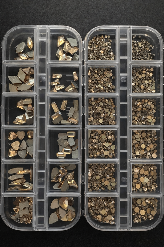 Queen - Gold Rhinestone - Gems - Duo Set - #16