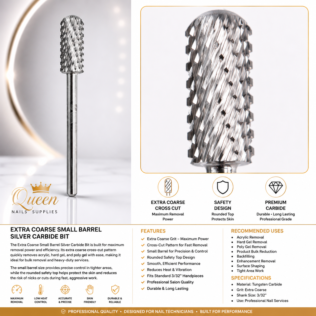 Carbide Safety Bit - Small Barrel - X Coarse