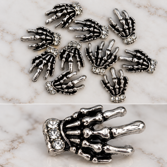 Queen - Nail Charms 10pc - #410 Silver Skeleton Hands