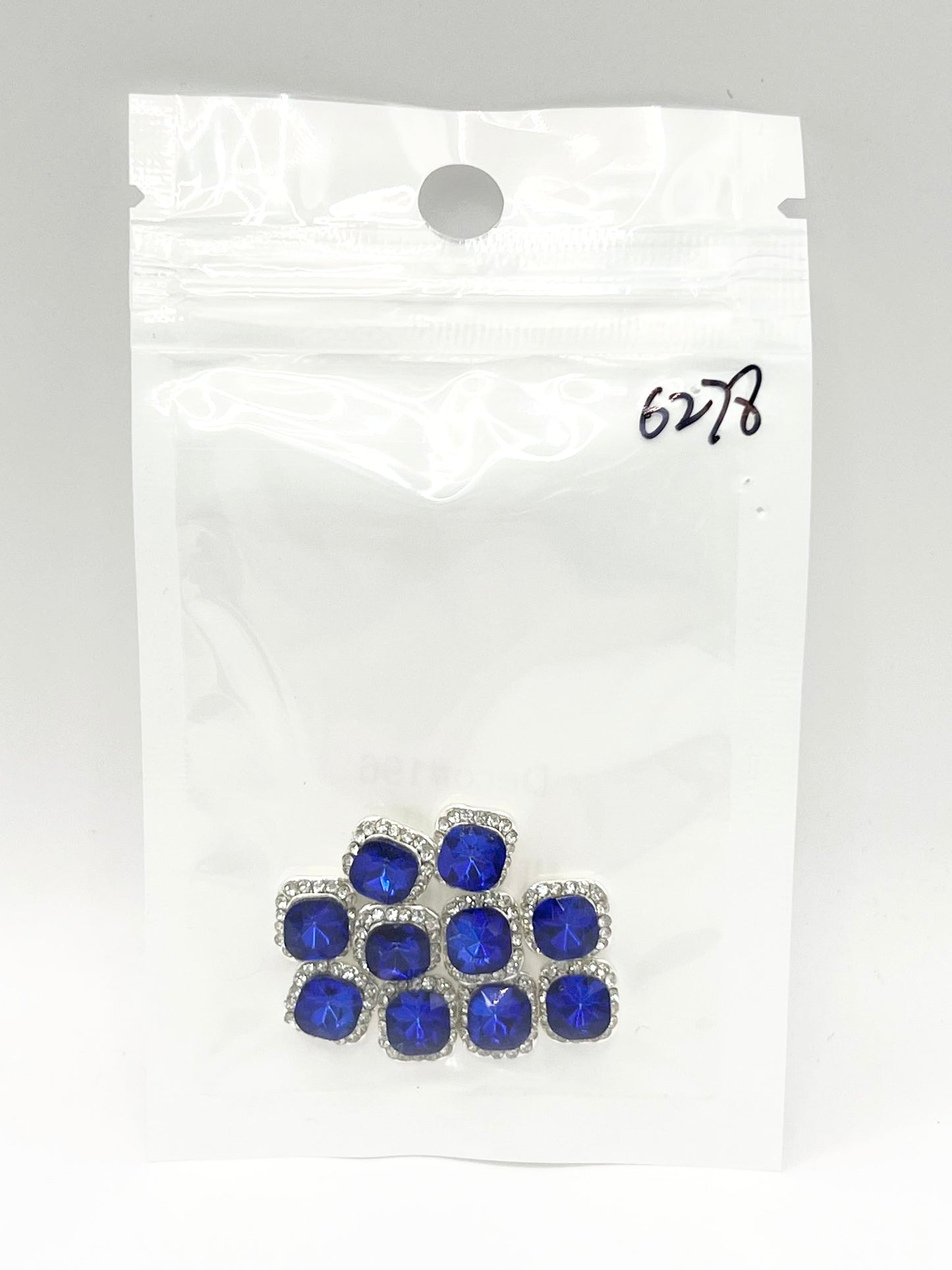 Queen - Nail Charms 10pc - #196 Silver Blue Gems with Crystals