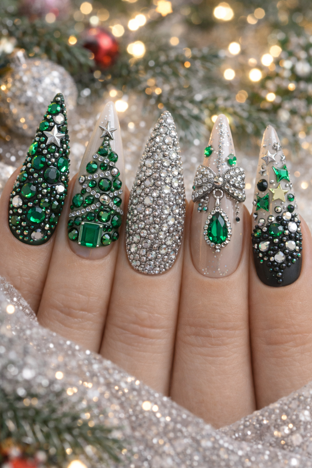 Queen - Emerald Green Rhinestone - Gems - Duo Set - #20