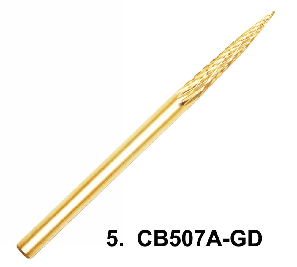 Carbide Bit | Under The Nail - 3/32" Shank - Gold - Pointed head