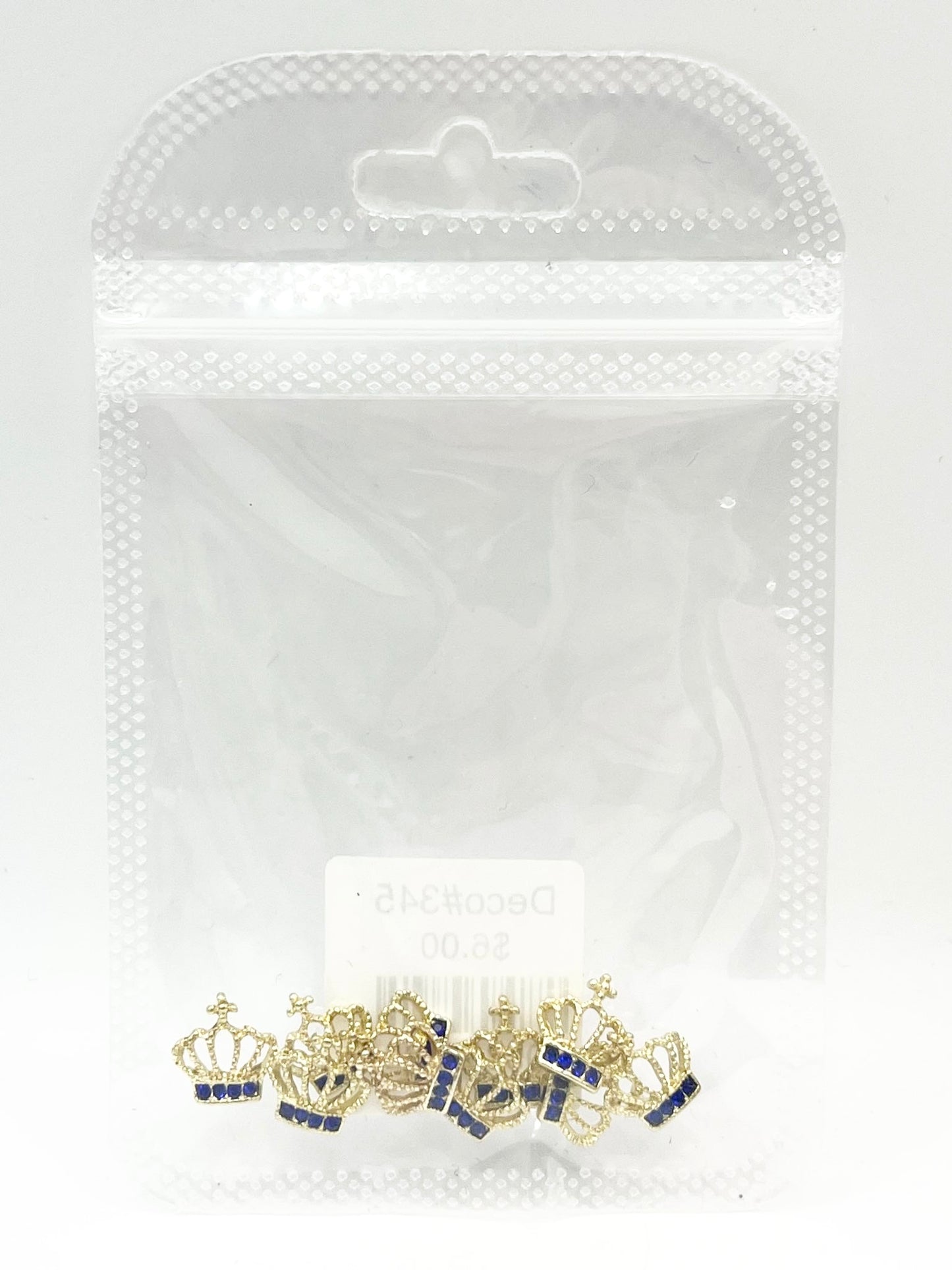 Queen - Nail Charms 10pc - #345 Gold Blue Crystal Crowns