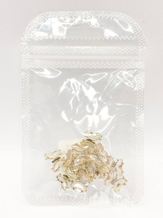 Queen - Nail Charms 10pc - #040 Gold Crystal Butterflies