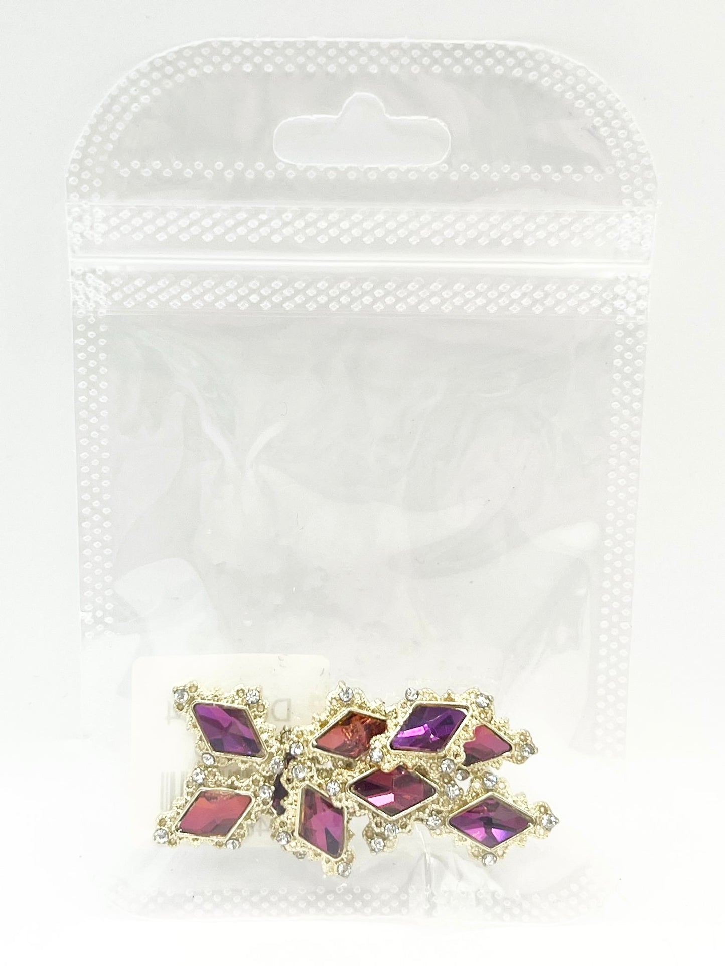 Queen - Nail Charms 10pc - #014 Gold Purple Diamonds