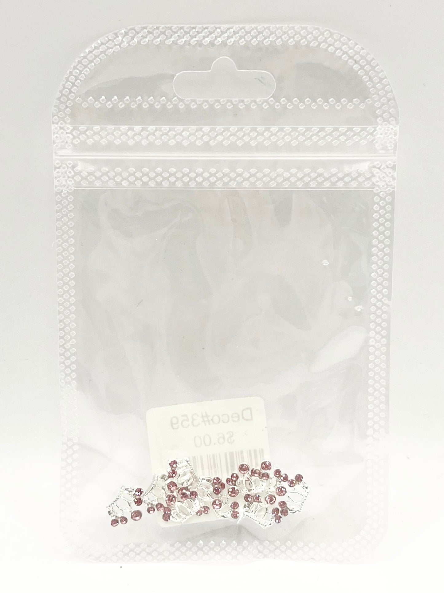 Queen - Nail Charms 10pc - #359 Silver Pink Stone Crowns