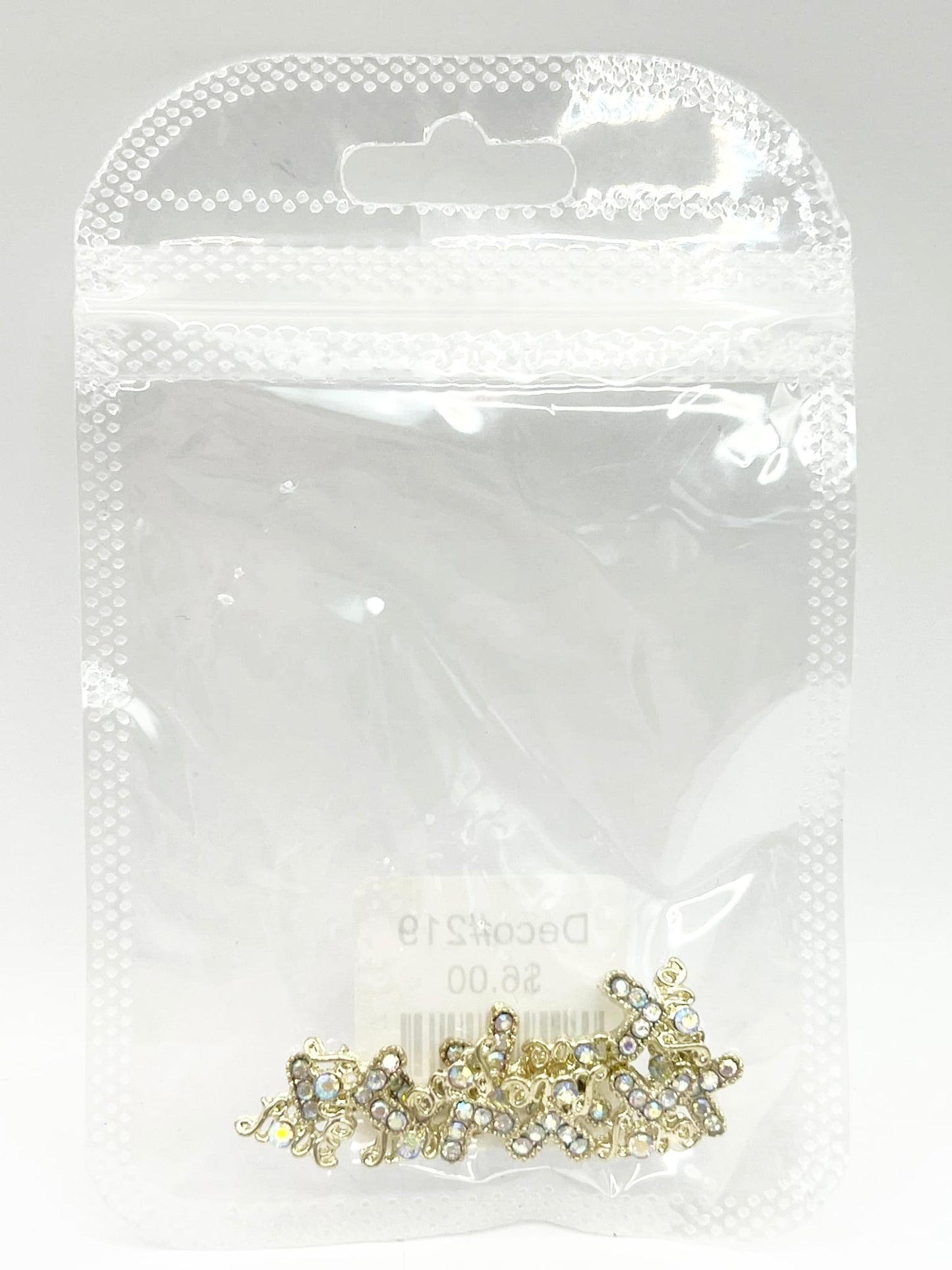 Queen - Nail Charms 10pc - #219 Gold “Love” Iridescent Hearts