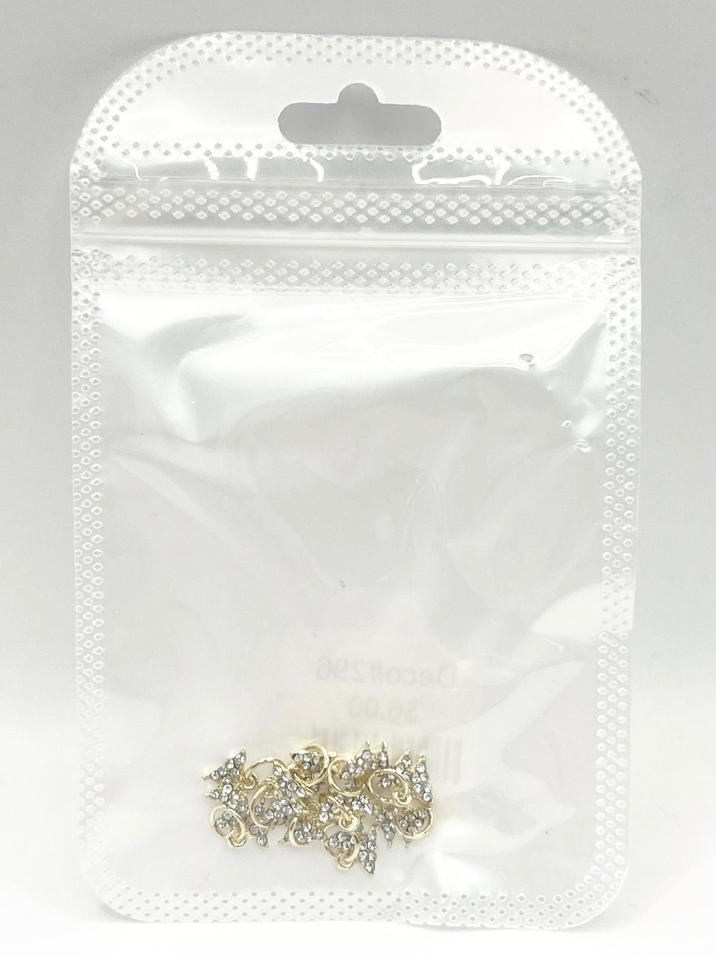 Queen - Nail Charms 10pc - #296 Gold Mini Crystal Filled Butterflies with Ring