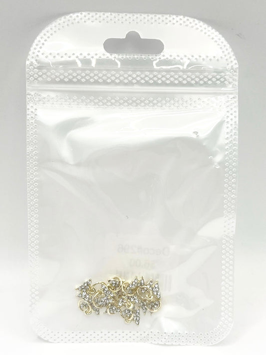 Queen - Nail Charms 10pc - #296 Gold Mini Crystal Filled Butterflies with Ring