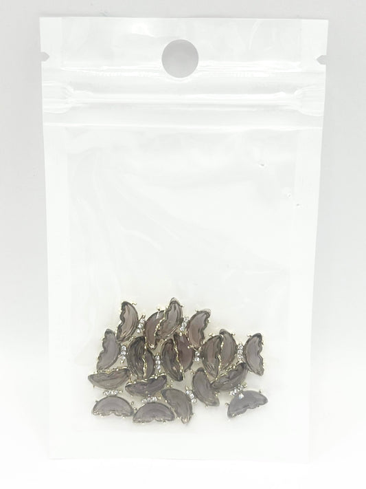 Queen - Nail Charms 10pc - #334 Gold Dark Purple Butterflies