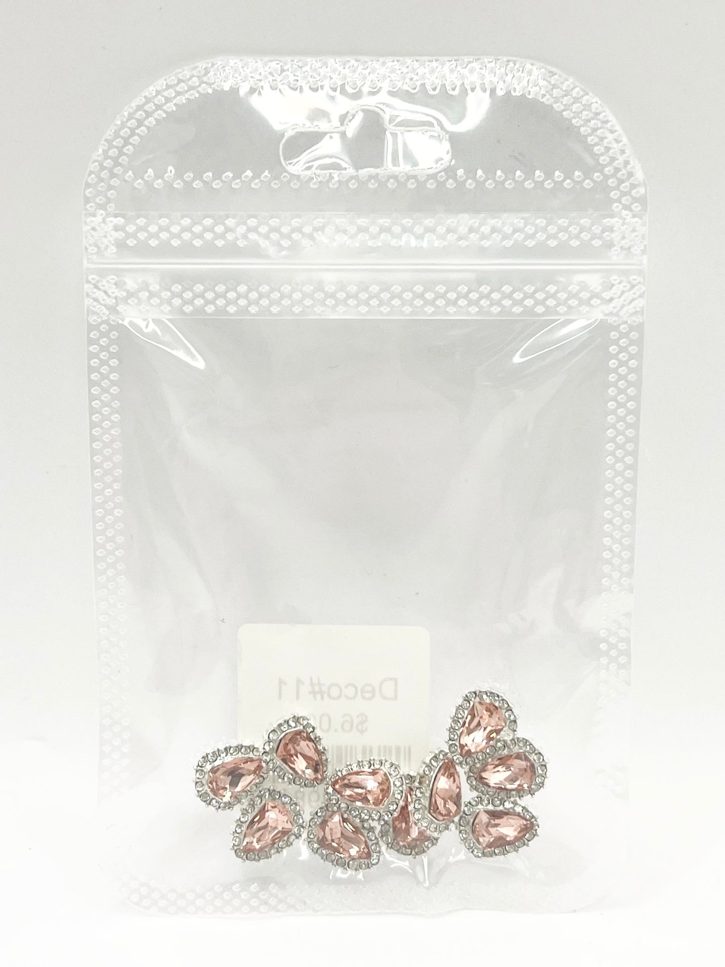 Queen - Nail Charms 10pc - #011 Silver Orange Teardrops with Crystals