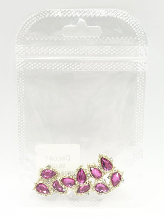 Queen - Nail Charms 10pc - #001 Gold Purple Teardrops