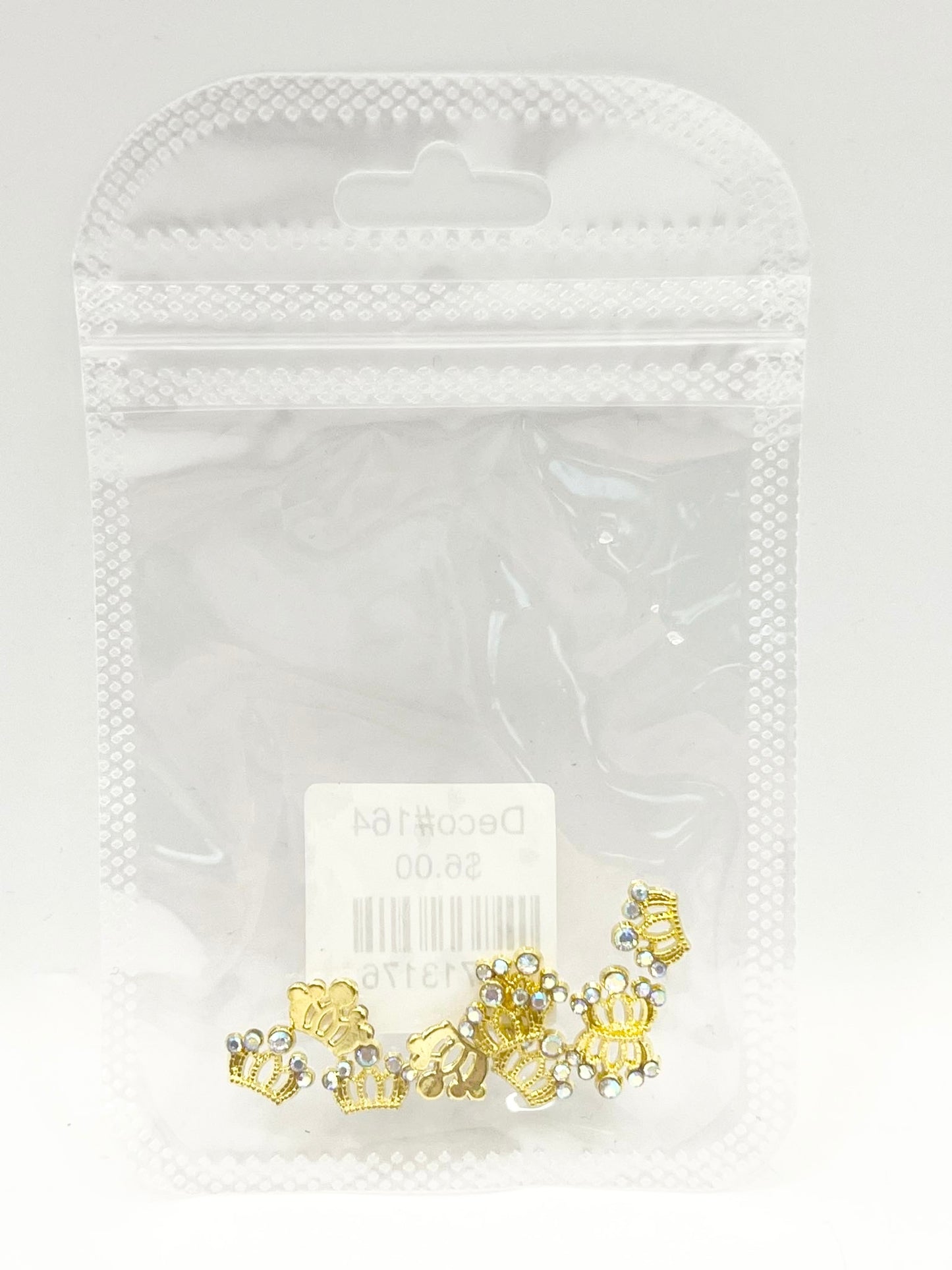 Queen - Nail Charms 10pc - #164 Gold Tiaras with Iridescent Stones