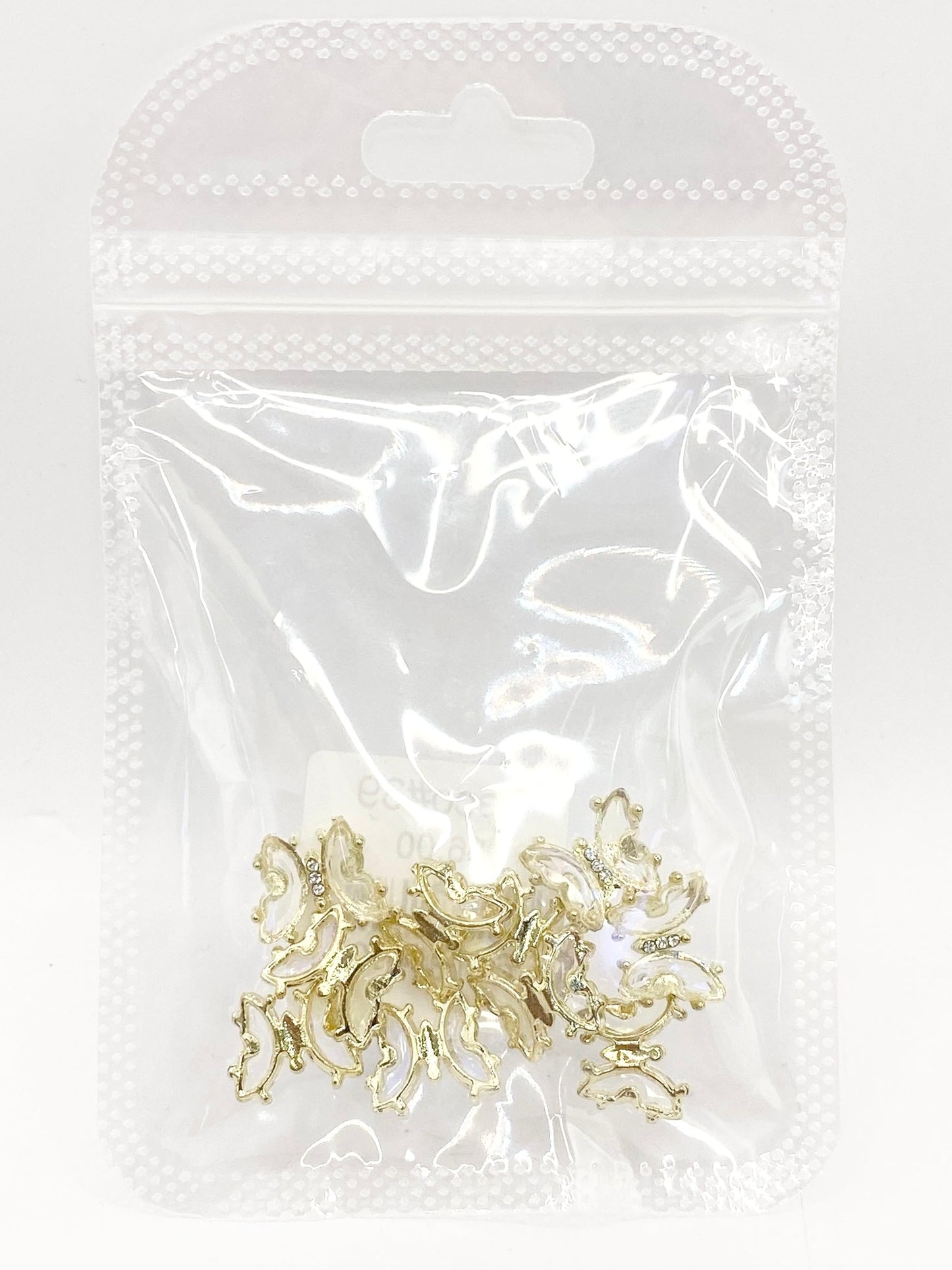 Queen - Nail Charms 10pc - #039 Gold White Butterflies