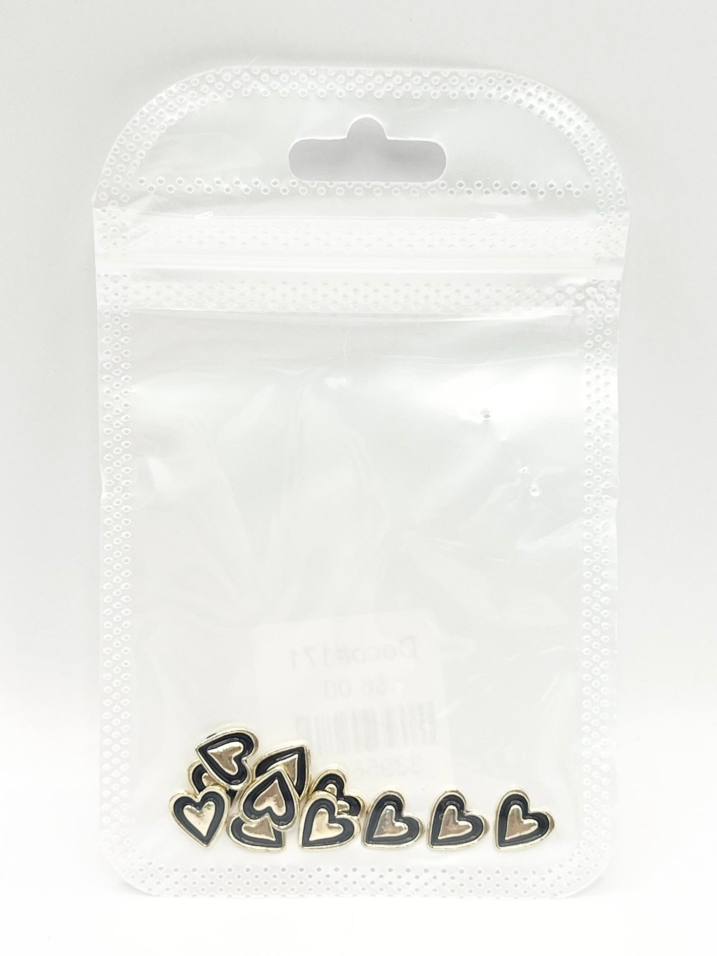 Queen - Nail Charms 10pc - #171 Gold Black Outline Hearts