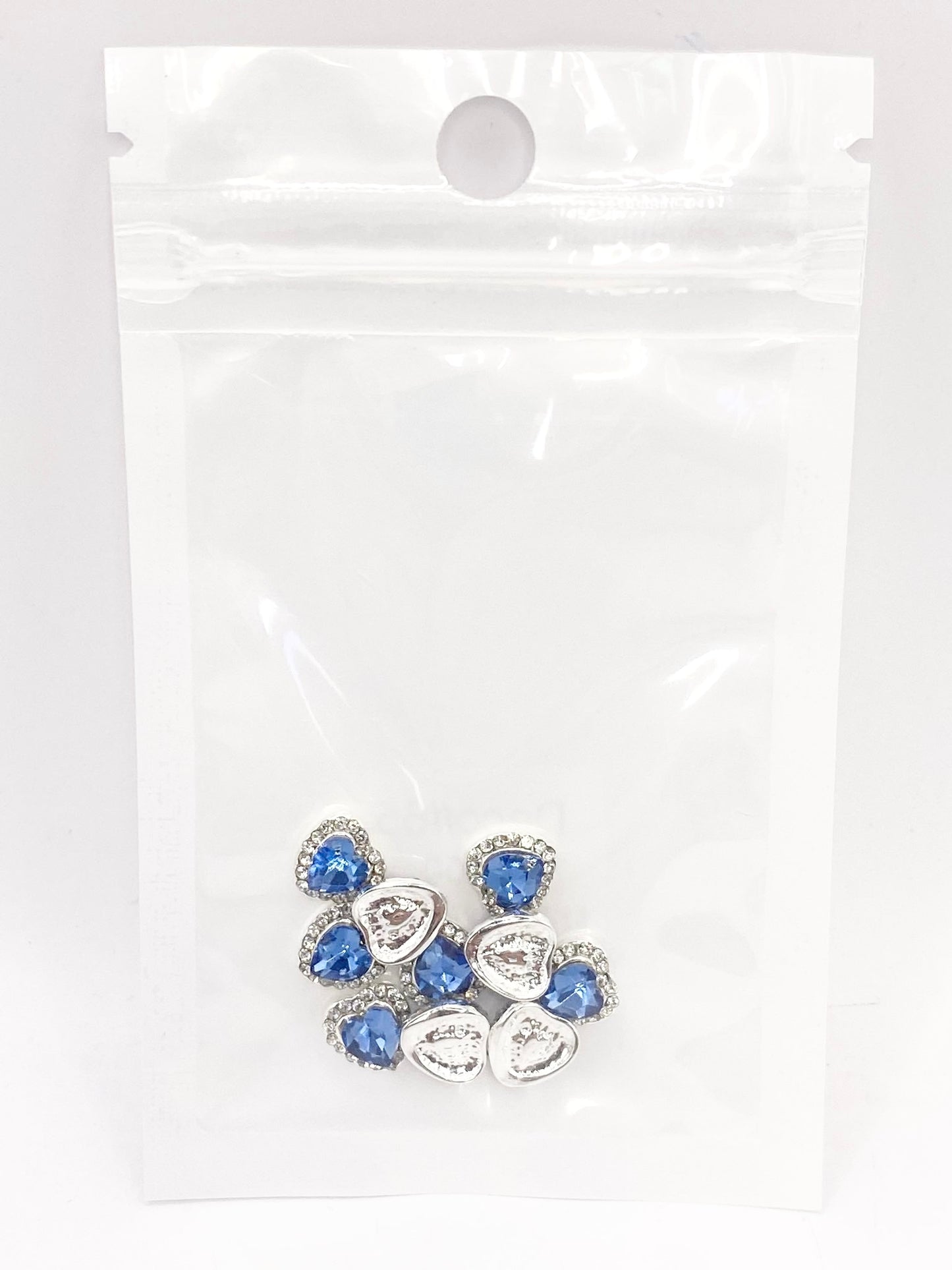 Queen - Nail Charms 10pc - #065 Silver Blue Hearts