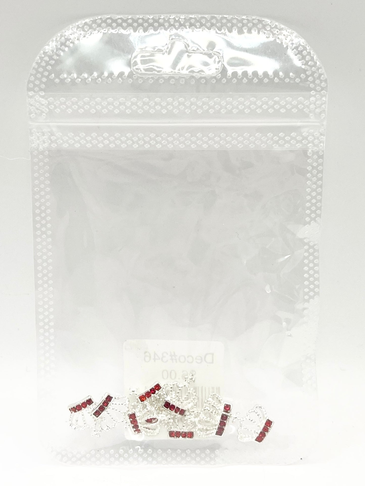 Queen - Nail Charms 10pc - #346 Silver Red Crystal Crowns