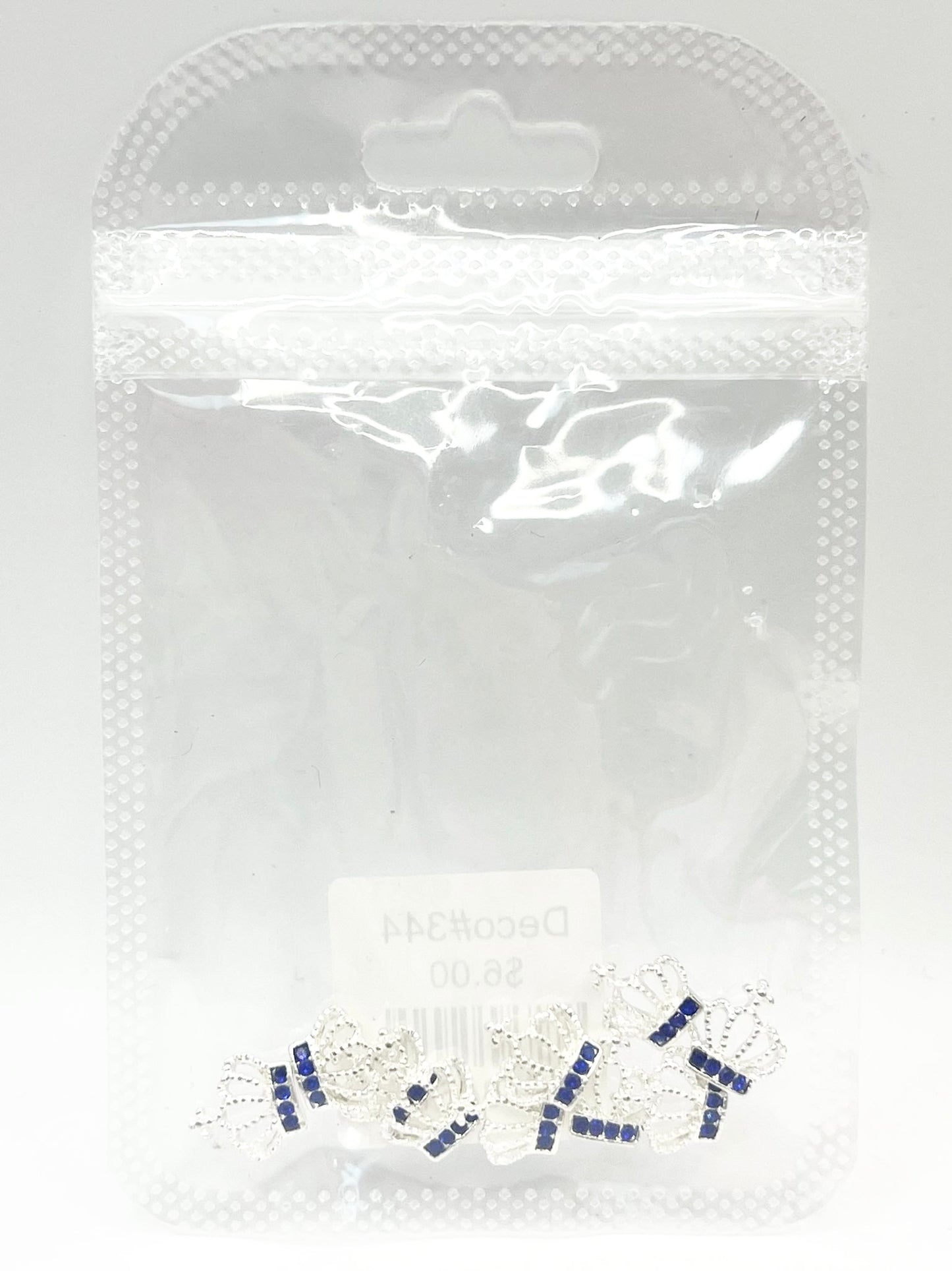 Queen - Nail Charms 10pc - #344 Silver Blue Crystal Crowns