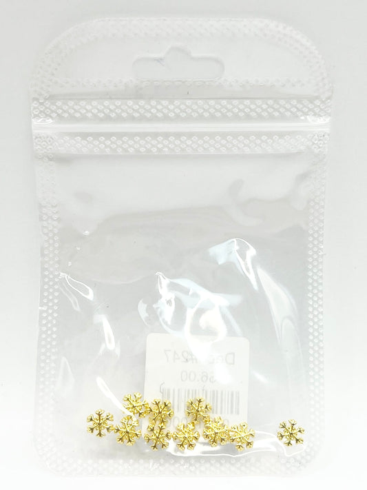 Queen - Nail Charms 10pc - #247 Gold Mini Snowflakes