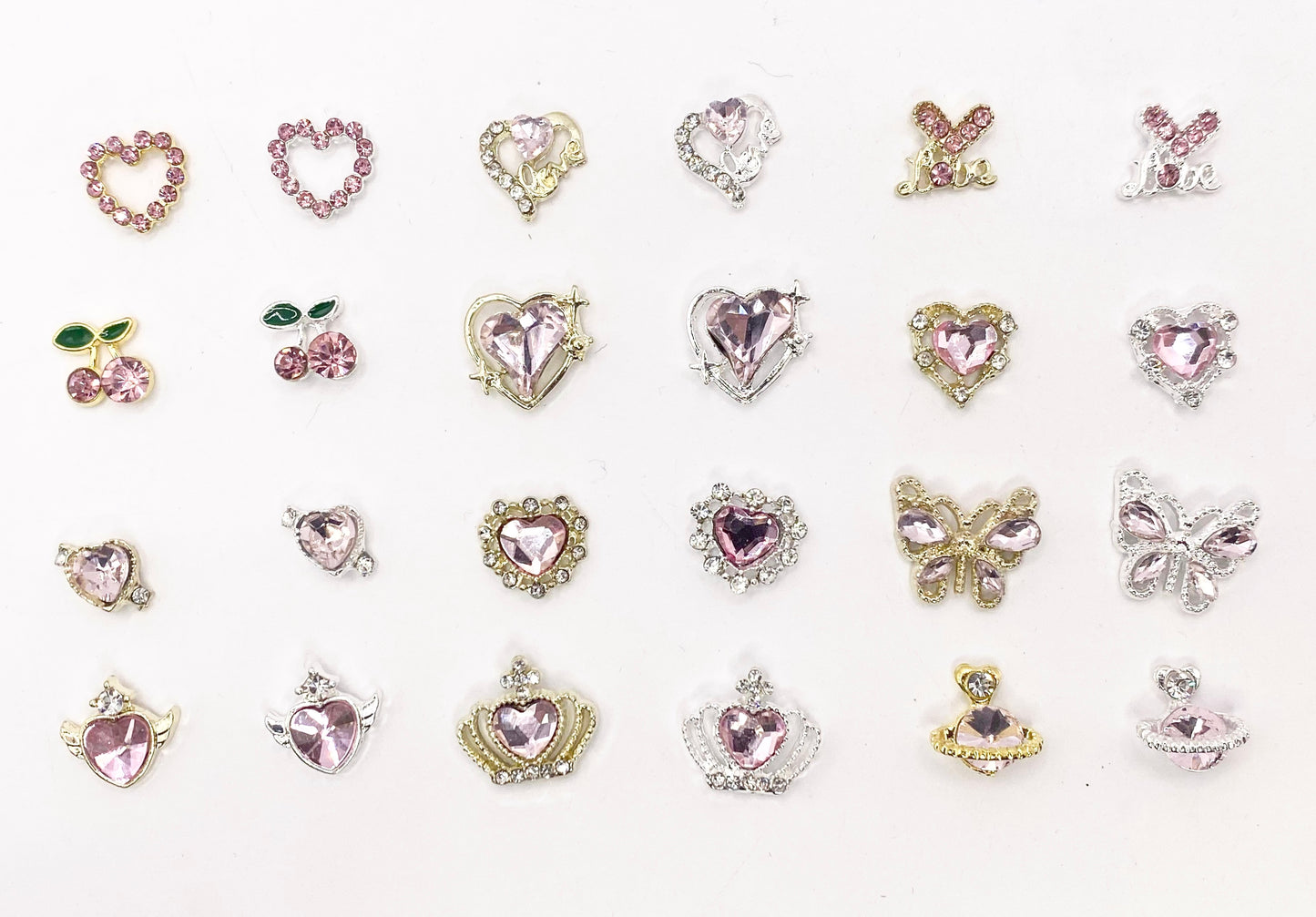 3D Pink Rhinestones Gold / Silver plated - 240pc