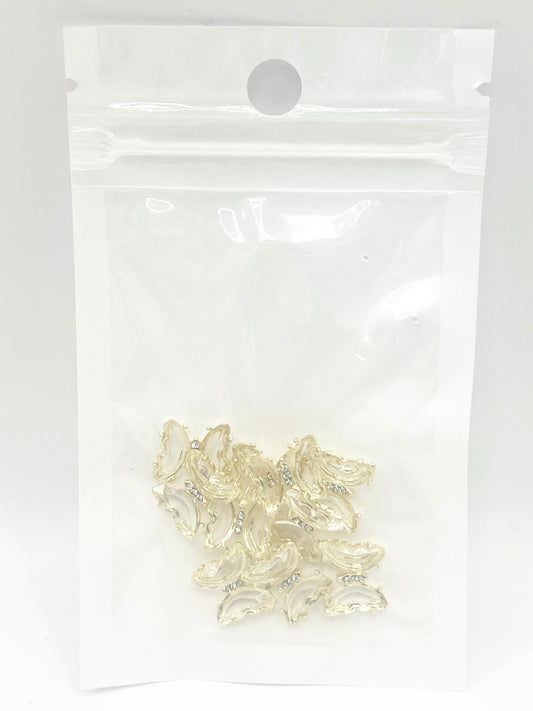 Queen - Nail Charms 10pc - #318 Gold Crystal Clear Butterflies