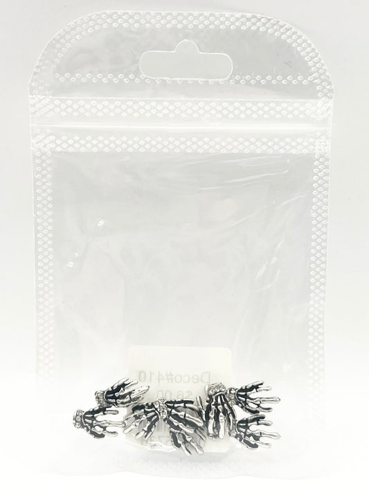 Queen - Nail Charms 10pc - #410 Silver Skeleton Hands