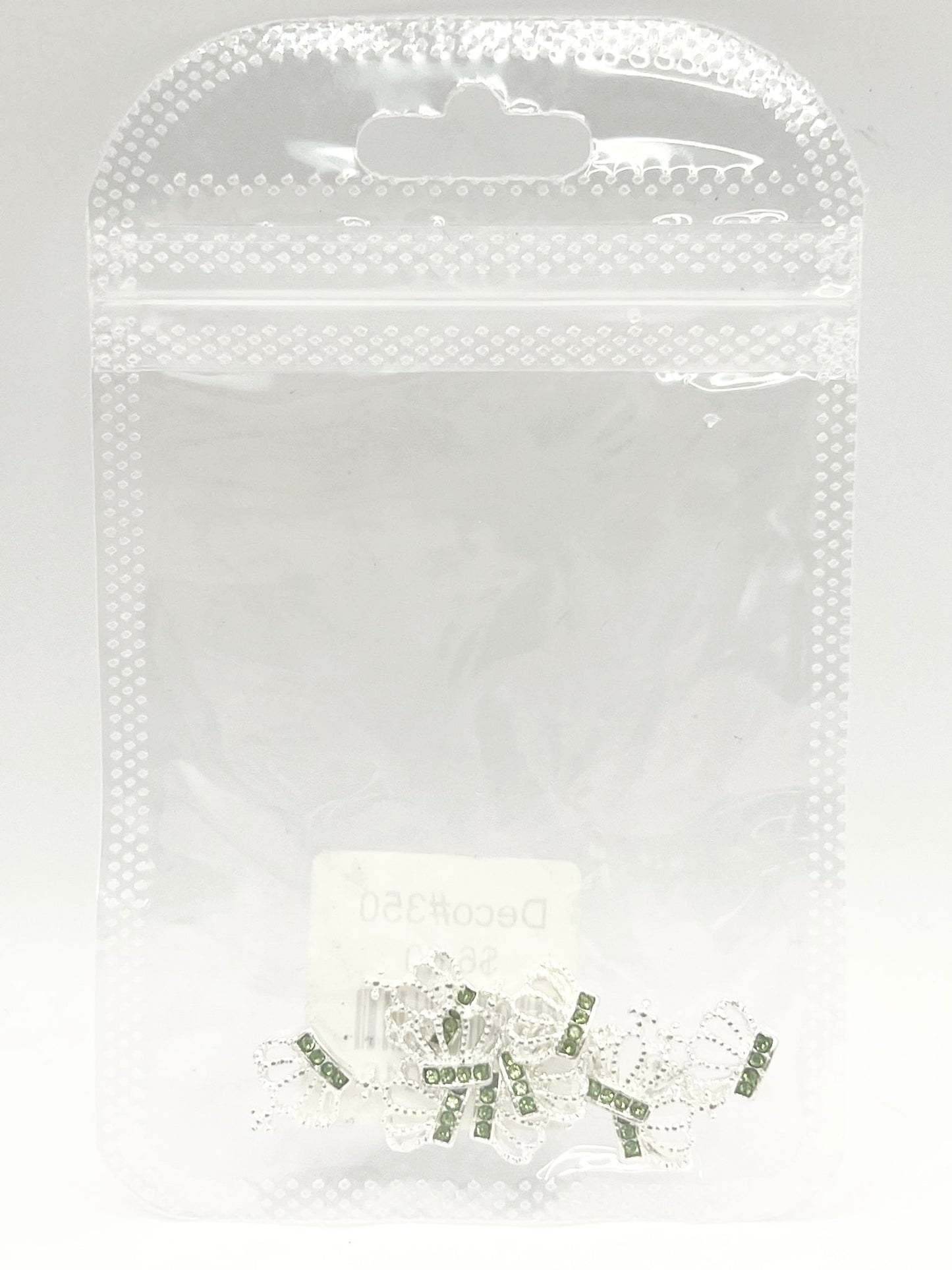 Queen - Nail Charms 10pc - #350 Silver Light Green Crystal Crowns