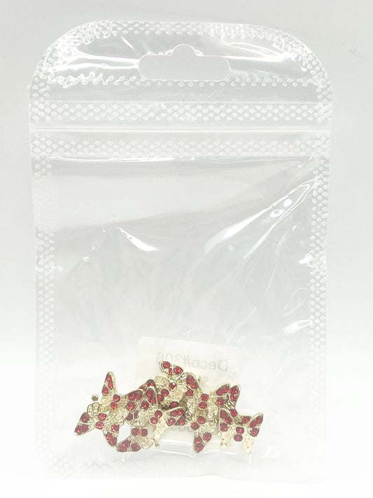 Queen - Nail Charms 10pc - #306 Gold Butterflies w/ Red Stones