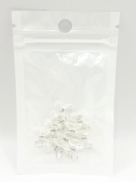 Queen - Nail Charms 10pc - #317 Silver Crystal Clear Butterflies