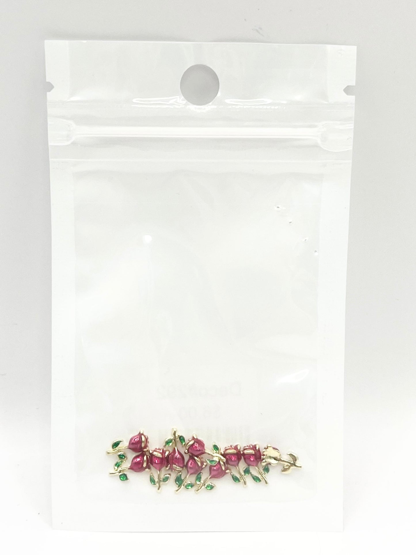 Queen - Nail Charms 10pc - #292 Gold Hot Pink Roses