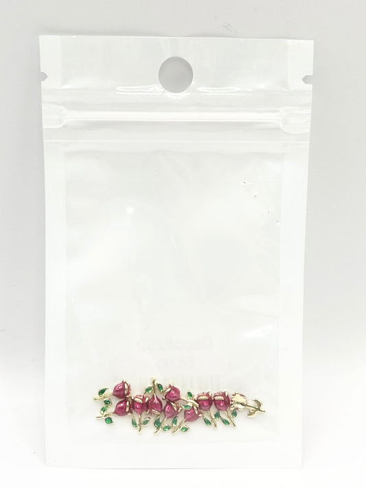 Queen - Nail Charms 10pc - #292 Gold Hot Pink Roses