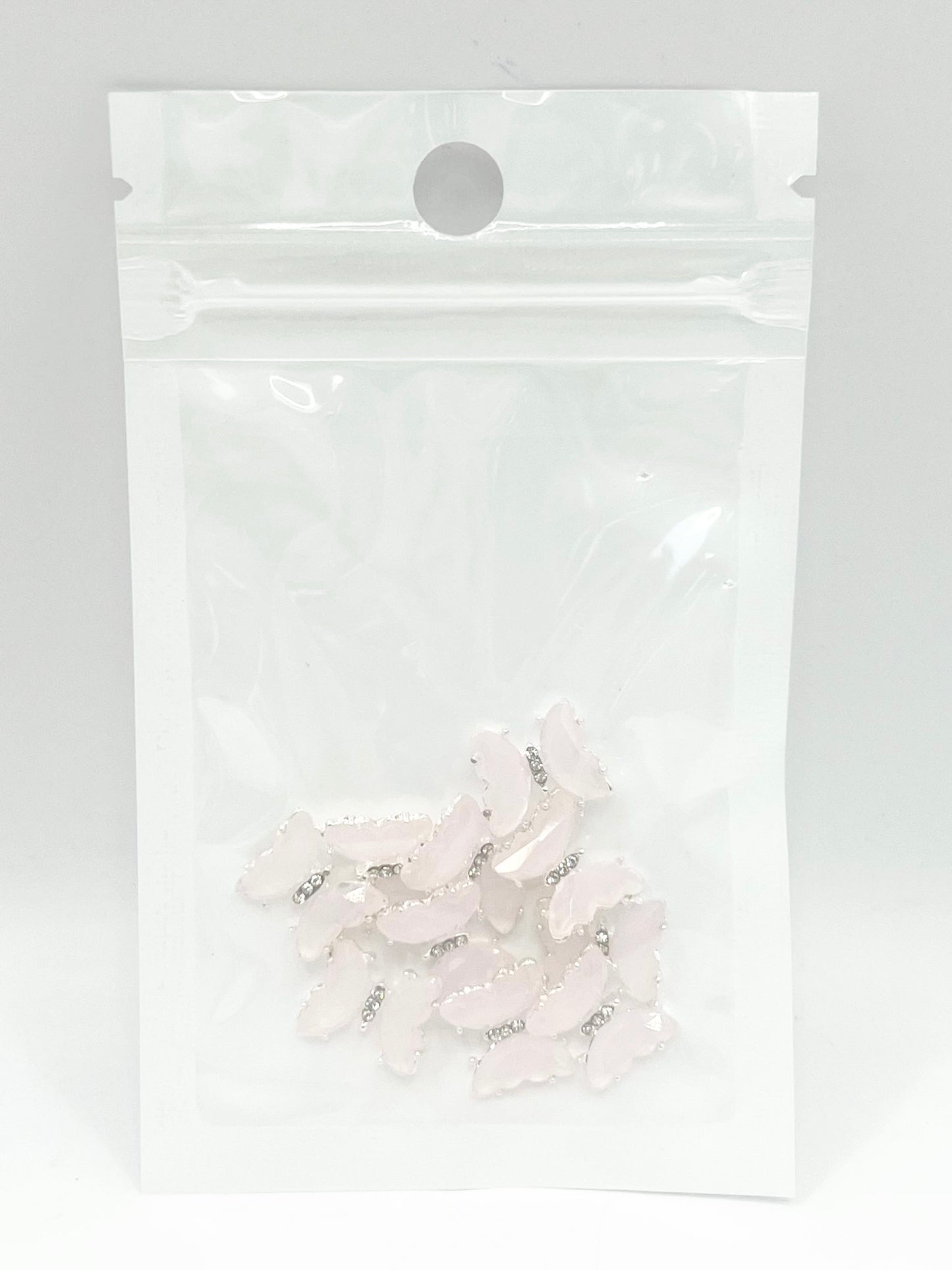 Queen - Nail Charms 10pc - #335 Silver Light Pink Butterflies