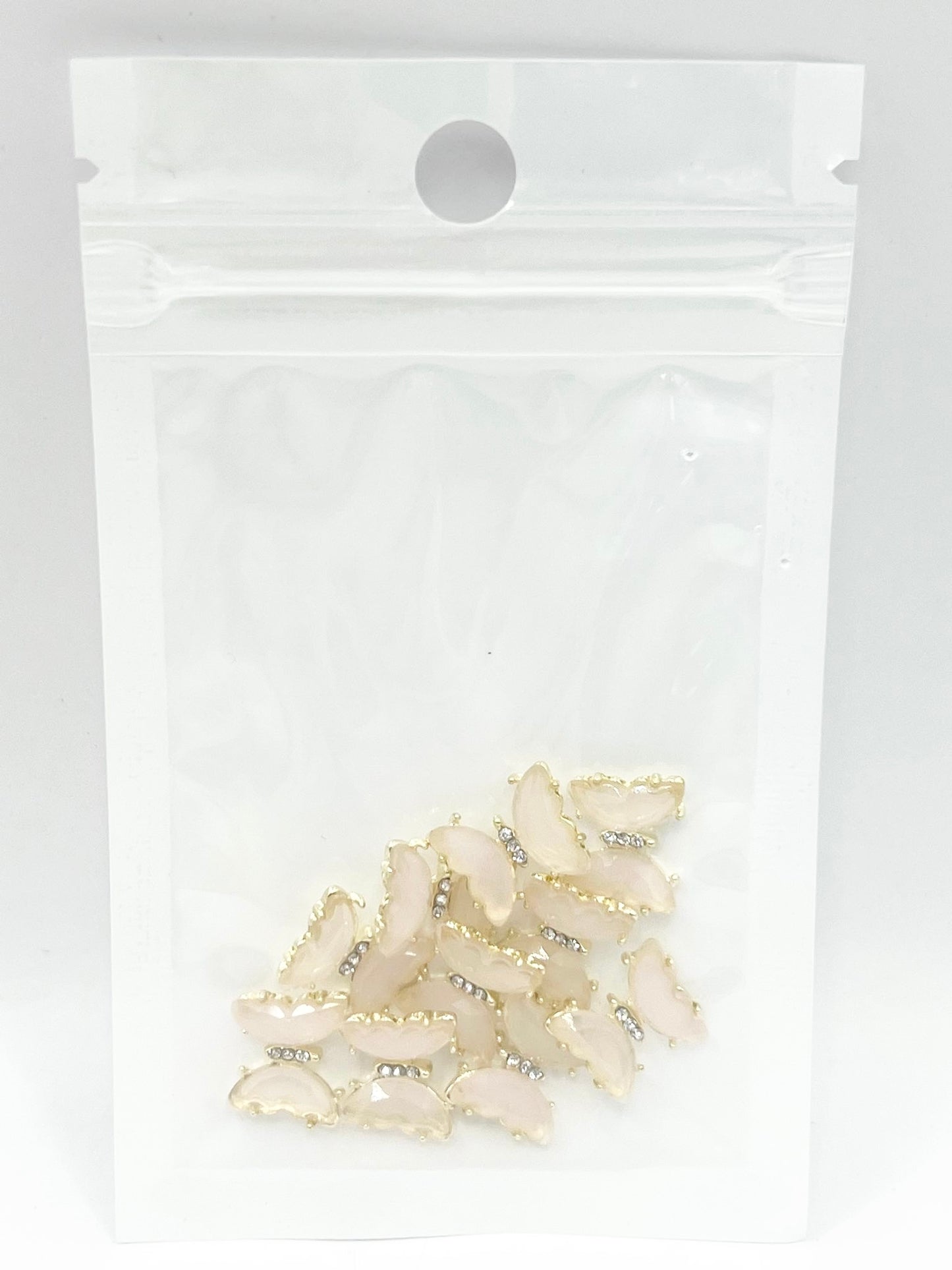 Queen - Nail Charms 10pc - #336 Gold Light Pink Butterflies