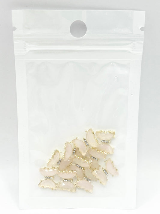 Queen - Nail Charms 10pc - #336 Gold Light Pink Butterflies