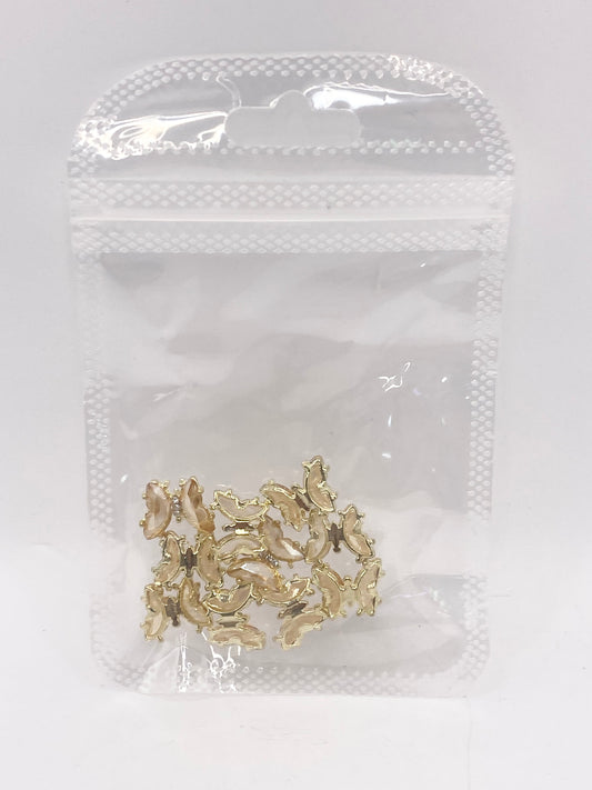 Queen - Nail Charms 10pc - #036 Gold Orange Butterflies