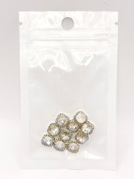 Queen - Nail Charms 10pc - #070 Silver Rainbow Squares