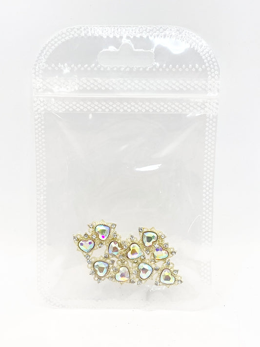 Queen - Nail Charms 10pc - #002 Gold Iridescent Hearts
