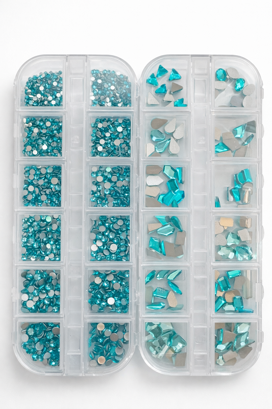 Queen - Aqua Rhinestone - Gems - Duo Set - #17