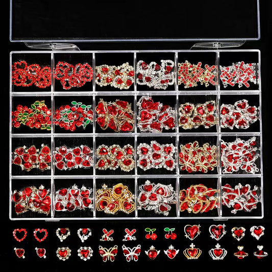 Assorted charms - Red Stone 240pc