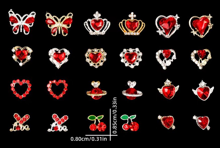 3D Charms- Assorted Red charms - 240pc
