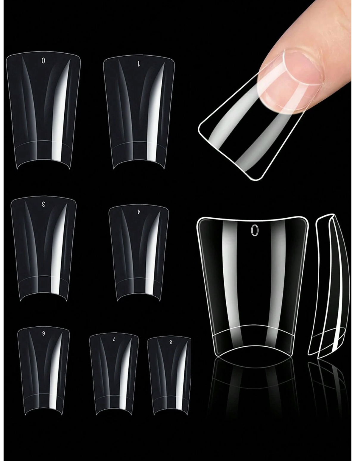 Queen - Clear Duck Nail Tip Half-Moon (500Pcs)
