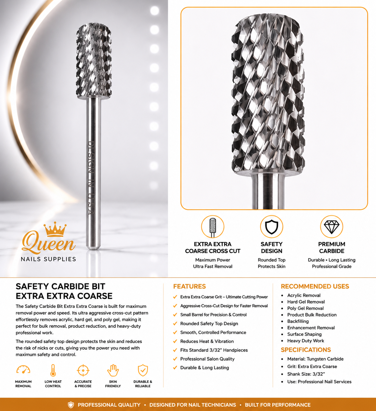 Carbide Safety Bit - Large Barrel - 2x Coarse