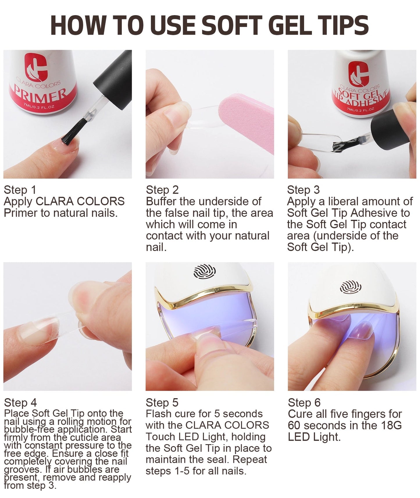 Clara Color - Full Cover Gel Tips - #04 Medium Almond 550pcs