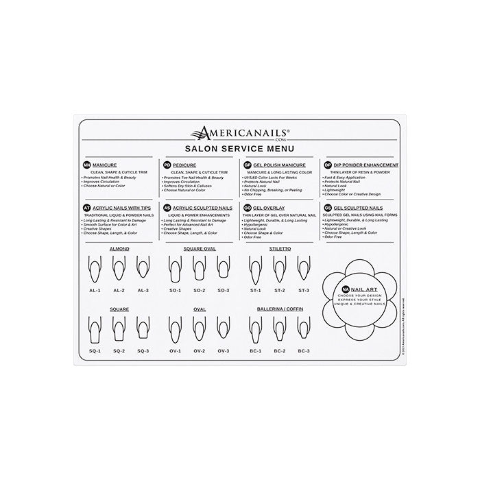 AmericaNails - Silicone Salon Services Menu Mat