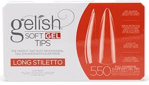 Gelish - Full Cover Soft Gel Tips - Long Stiletto 550pc