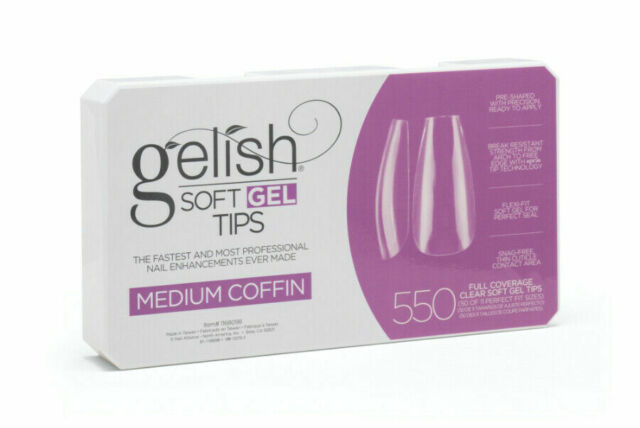 Gelish - Full Cover Soft Gel Tips - Medium Coffin 550pc
