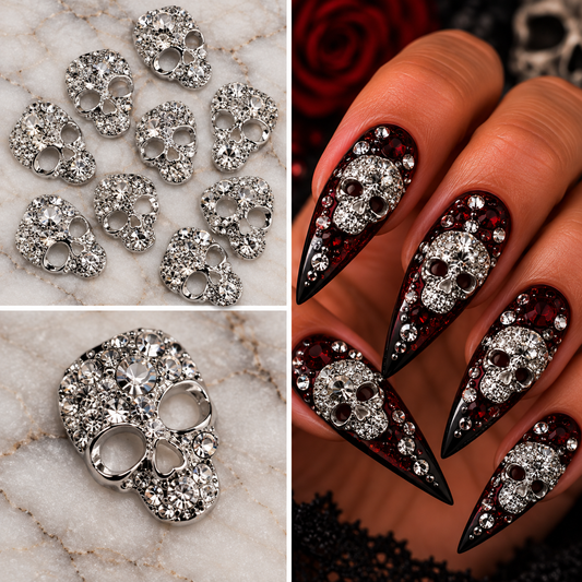 Queen - Nail Charms 10pc - #397 Silver Skulls