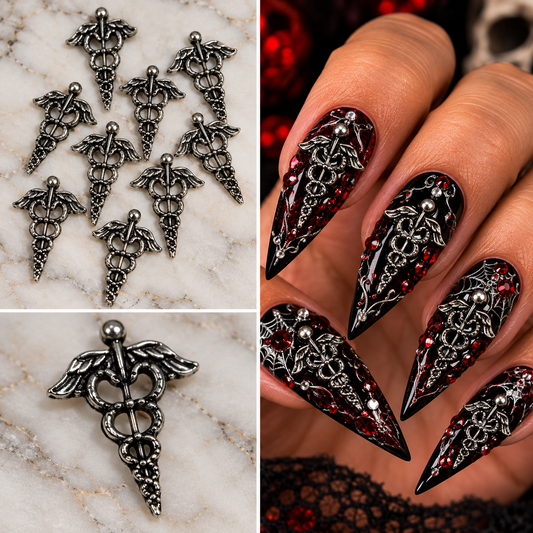 Queen - Nail Charms 10pc - #409 Silver Swirly Swords