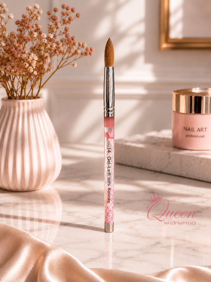 Gel-Le - Acrylic Brush -100% Kolinsky (Liquid/Pink Glitter Handle)