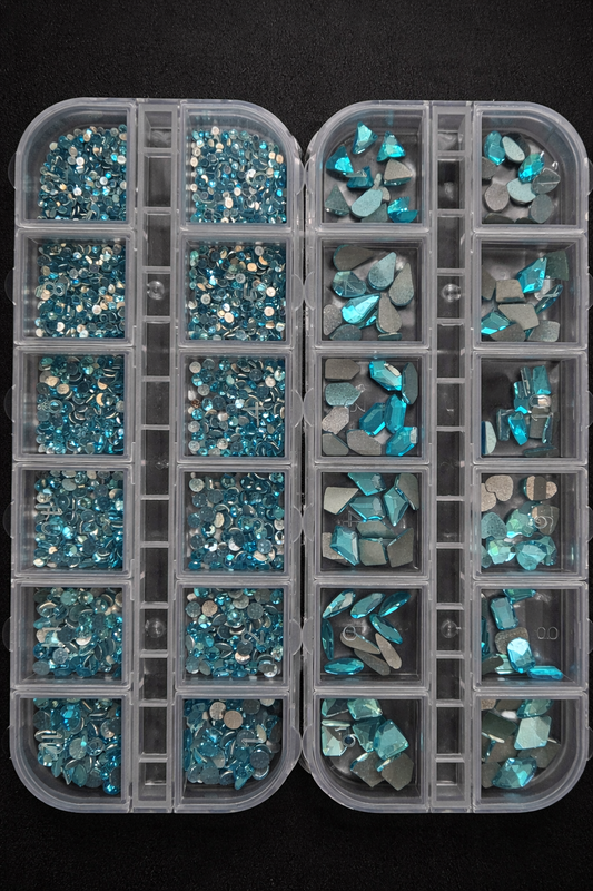 Queen - Aqua Rhinestone - Gems - Duo Set - #17